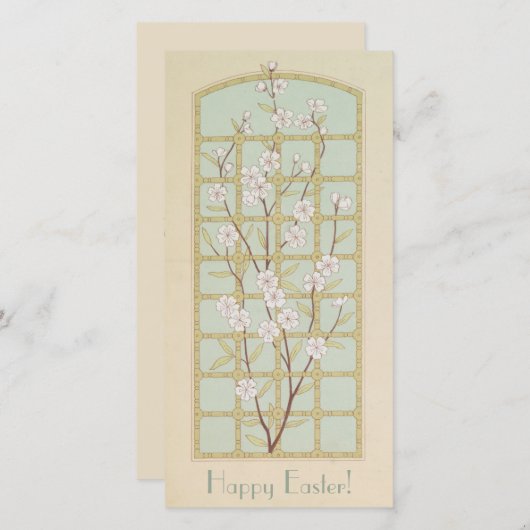  witte bloesem Happy Easter pergola Feestdagenkaart (Voorkant / Achterkant)