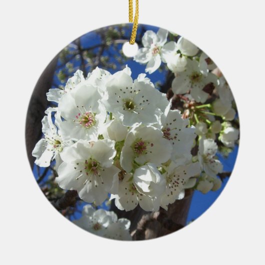 Witte bloesem I Ornamental Pear Tree Keramisch Ornament (Voorkant)