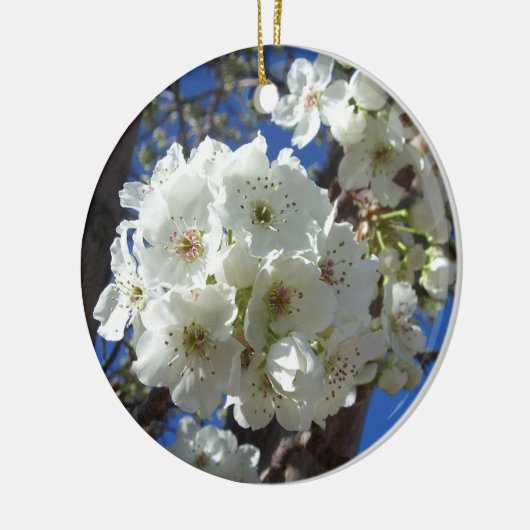 Witte bloesem I Ornamental Pear Tree Keramisch Ornament (Links)