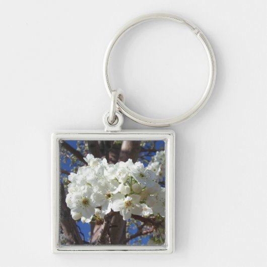 Witte bloesem II Lente bloei Sleutelhanger (Voorkant)