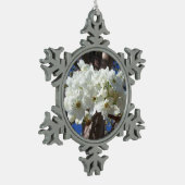 Witte bloesem II Lente bloei Tin Sneeuwvlok Ornament (Links)