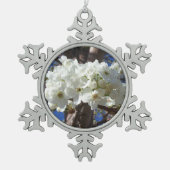 Witte bloesem II Lente bloei Tin Sneeuwvlok Ornament (Voorkant)