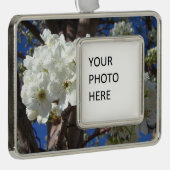 Witte bloesem II Lente bloei Verzilverd Omlijst Ornament (Rechts)