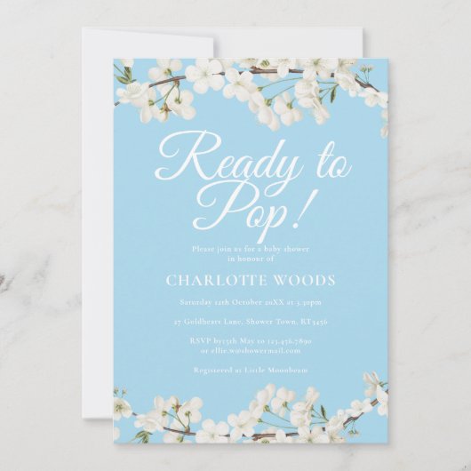 Witte Bloesem Kant Uitbarsten Baby Shower / Sprink Kaart (Voorkant)