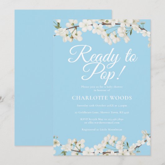 Witte Bloesem Kant Uitbarsten Baby Shower / Sprink Kaart (Voorkant / Achterkant)