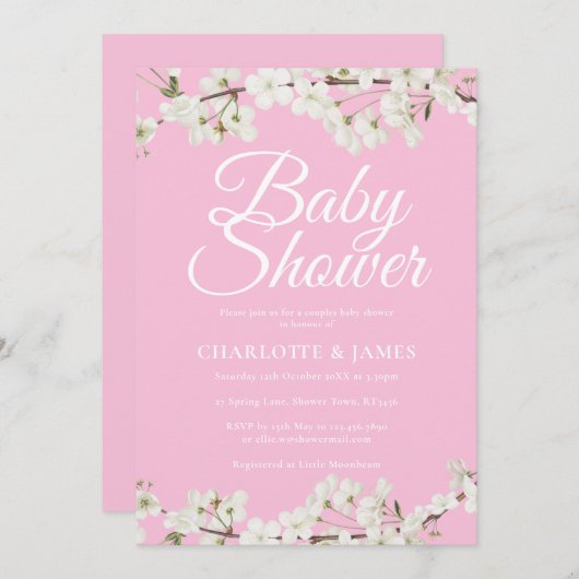  witte bloesem koppels Baby shower / sprenkelen Kaart (Voorkant / Achterkant)