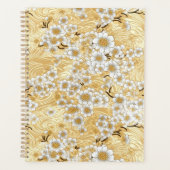 Witte Bloesem op Gouden Swirls Chiyogami Planner (Voorkant)