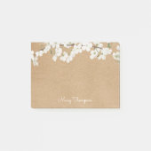 Witte Bloesem Rustieke Kraft Script Naam Post-it® Notes (Voorkant)