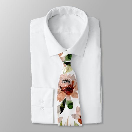 Witte bloesem Waterverf bloemmotief Stropdas (Gebonden)