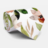 Witte bloesem Waterverf bloemmotief Stropdas (Opgerold)