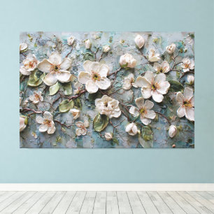 Witte Bloesems aan Takken – Abstracte Wandkunst Canvas Afdruk