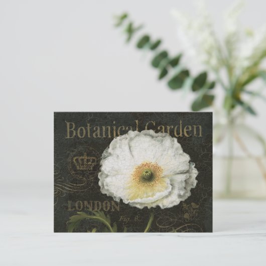 Witte bloesems en bladeren briefkaart (Staand voorkant)