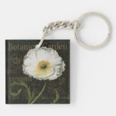 Witte bloesems en bladeren sleutelhanger (Achterkant)