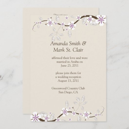 Witte bloesems en lavenderbloesems op het posthuwe kaart (Voorkant / Achterkant)