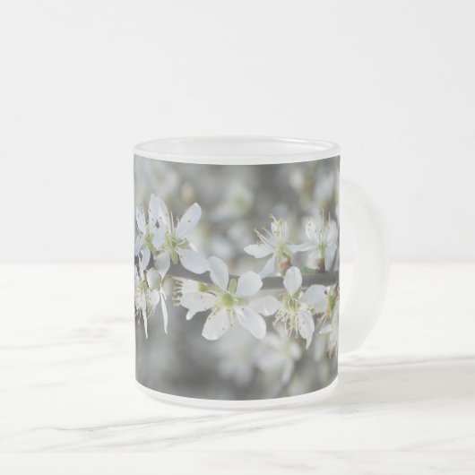 Witte bloesems fotoglas Mok (Voorkant rechts)