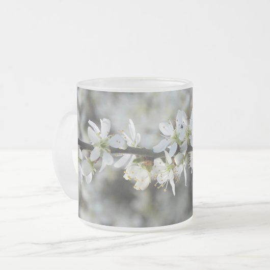 Witte bloesems fotoglas Mok (Voorkant links)