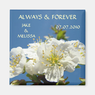 Witte Bloesems MAGNEET Bewaar de datum Bruiloft