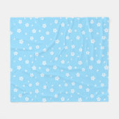 Witte Bloesems op Baby Blauw Patroon Fleece Deken (Voorkant (Horizontaal))