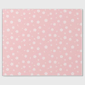 Witte bloesems op Baby roze patroon Cadeaupapier (Vlak)