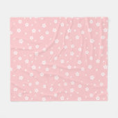 Witte bloesems op Baby roze patroon Fleece Deken (Voorkant (Horizontaal))