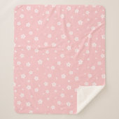 Witte bloesems op Baby roze patroon Sherpa Deken (Voorkant)