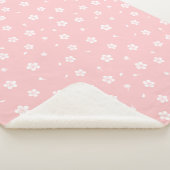 Witte bloesems op Baby roze patroon Sherpa Deken (3/4)