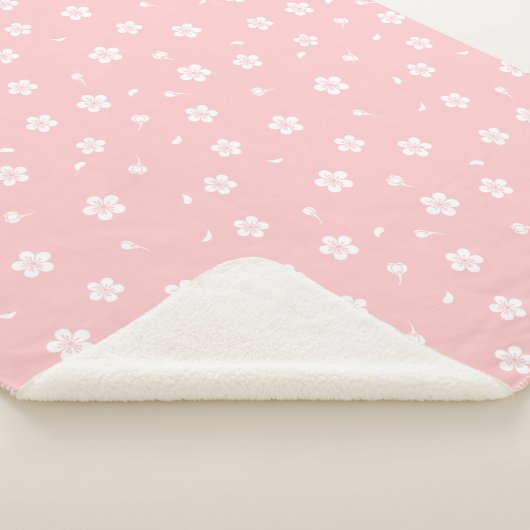 Witte bloesems op Baby roze patroon Sherpa Deken (3/4)