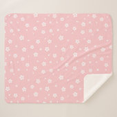 Witte bloesems op Baby roze patroon Sherpa Deken (Voorkant (horizontaal))