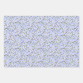 Witte bloesems op blauw inpakpapier vel (Voorkant)