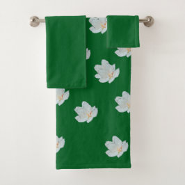 Witte Bloesems Op Bos Groen Bad Handdoek