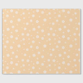 Witte bloesems op geel patroon cadeaupapier (Vlak)