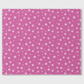 Witte bloesems op Hot Pink Cadeaupapier (Vlak)