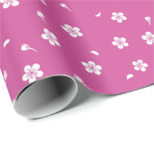 Witte bloesems op Hot Pink Cadeaupapier (Rol Hoek)
