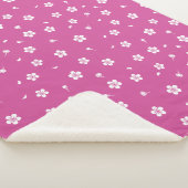 Witte bloesems op Hot Pink Sherpa Deken (3/4)