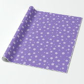 Witte Bloesems op Paars Cadeaupapier (Uitgerold)