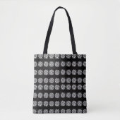 Witte bloesems op zwart vice versa tote bag (Voorkant)