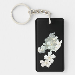 Witte bloesems sleutelhanger
