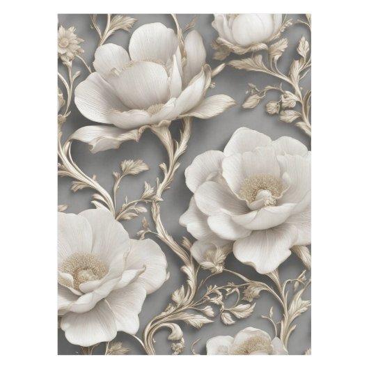 Witte bloesems tafelkleed (Voorkant)