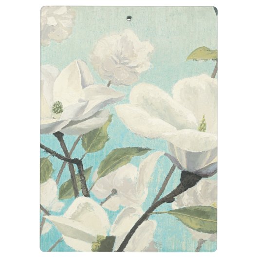 Witte bloesems uit het zuiden klembord (Achterkant)