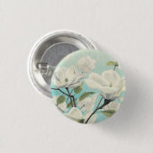 Witte bloesems uit het zuiden ronde button 3,2 cm (Voorkant /achterkant)