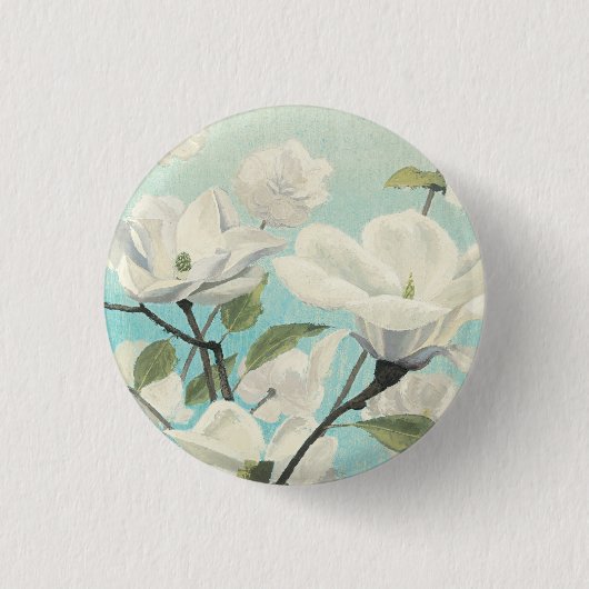 Witte bloesems uit het zuiden ronde button 3,2 cm (Voorkant)