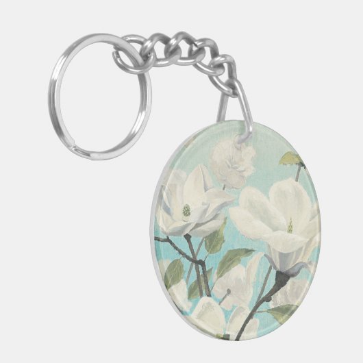 Witte bloesems uit het zuiden sleutelhanger (Voorkant Links)