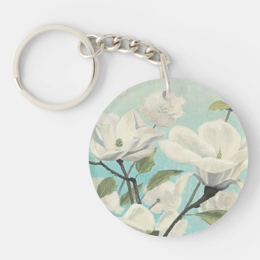 Witte bloesems uit het zuiden sleutelhanger (Voorkant)