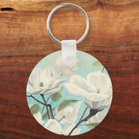 Witte bloesems uit het zuiden sleutelhanger (Voorkant)