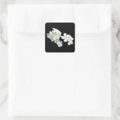 Witte bloesems vierkante sticker (Tas)