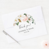 Witte blos bloemenmagnolia groen gunst ronde sticker (Envelop)