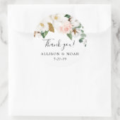 Witte blos bloemenmagnolia groen gunst ronde sticker (Tas)