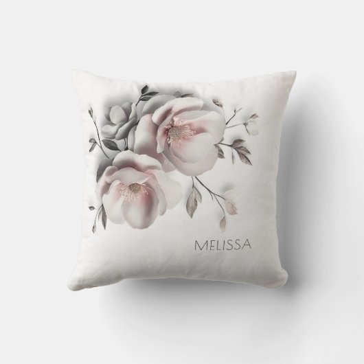 Witte Blush 3D Bloem Kussen (Achterkant)
