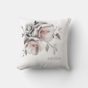 Witte Blush 3D-bloem Kussen