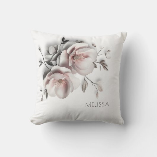 Witte Blush 3D Bloem Kussen (Voorkant)